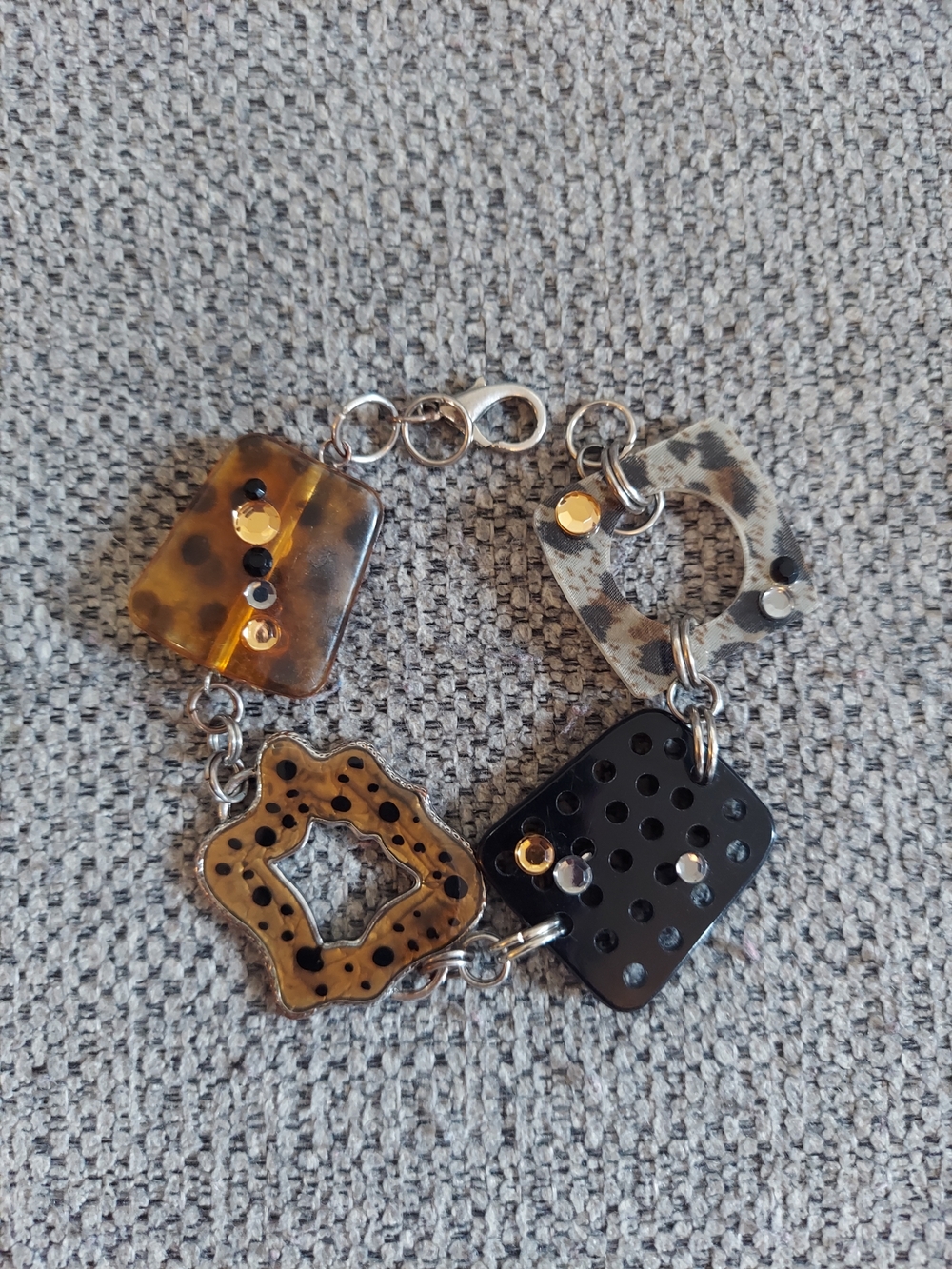Chunky Resin Geometric Bracelet in Tortoiseshell and Black